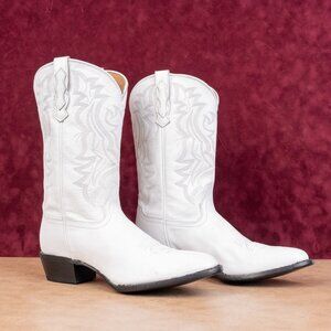 Shyanne Women Blanca White Leather Cowboy Western Mid Boots sz 11